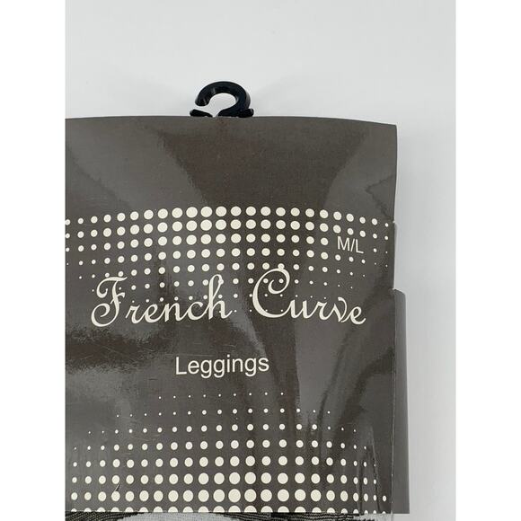 FRENCH CURVE Women's Dark Gray-White Sheer Printed Pull-On Tights SZ M/L - Picture 4 of 6